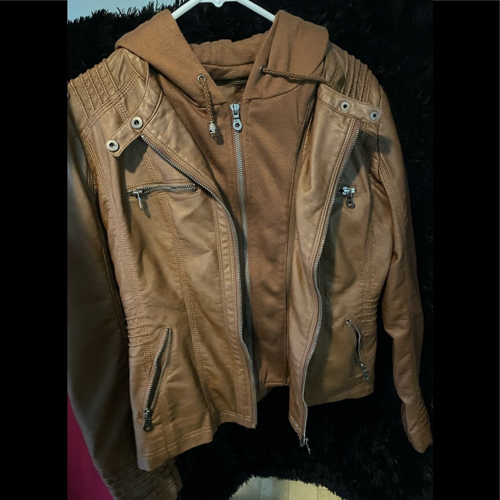 Brown double zip jacket